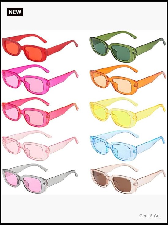 10 Pack Retro Rectangle Sunglasses UV400 Protection Unisex Adult main image 6